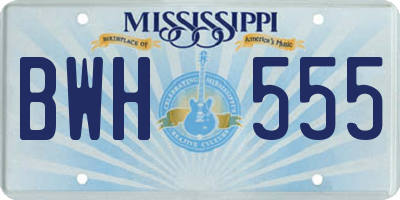 MS license plate BWH555