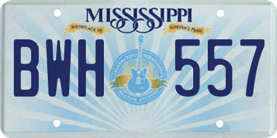 MS license plate BWH557