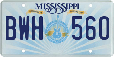 MS license plate BWH560