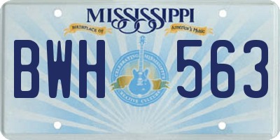 MS license plate BWH563