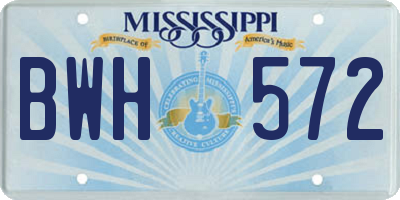 MS license plate BWH572