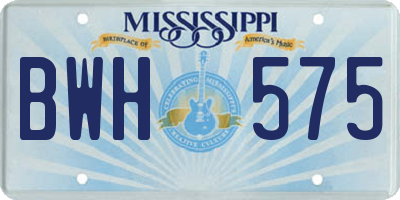 MS license plate BWH575