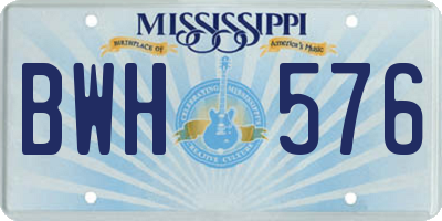 MS license plate BWH576
