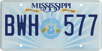 MS license plate BWH577