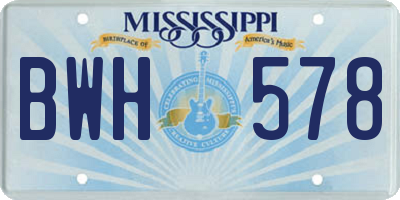 MS license plate BWH578