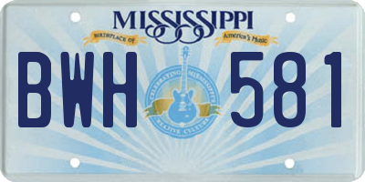 MS license plate BWH581