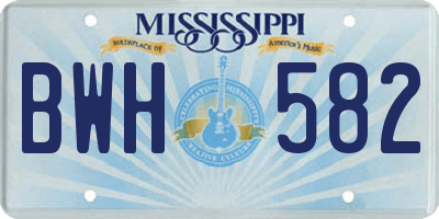 MS license plate BWH582