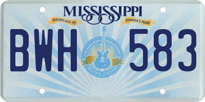 MS license plate BWH583