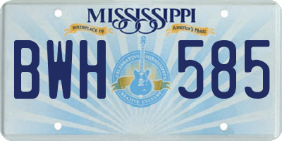 MS license plate BWH585