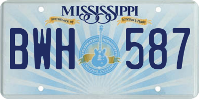 MS license plate BWH587