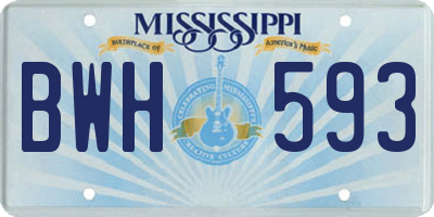 MS license plate BWH593
