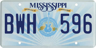 MS license plate BWH596