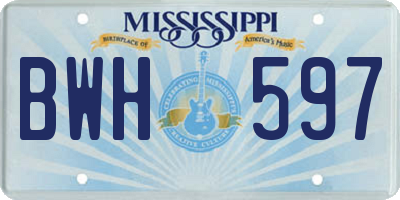 MS license plate BWH597
