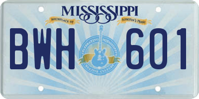 MS license plate BWH601