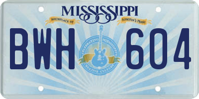 MS license plate BWH604