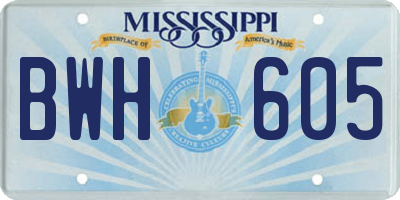 MS license plate BWH605