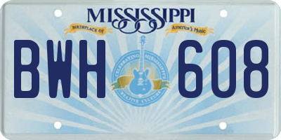 MS license plate BWH608