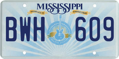 MS license plate BWH609