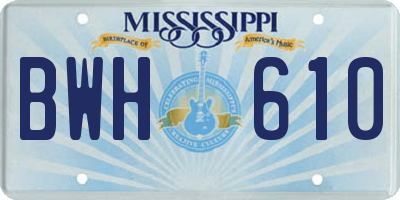 MS license plate BWH610