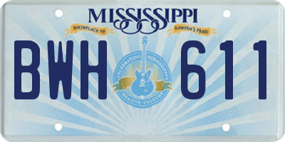 MS license plate BWH611