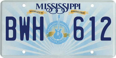 MS license plate BWH612