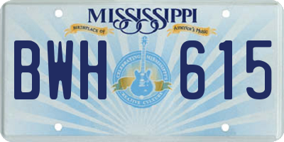 MS license plate BWH615