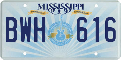 MS license plate BWH616