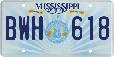 MS license plate BWH618