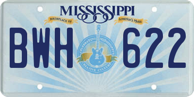 MS license plate BWH622