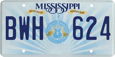 MS license plate BWH624