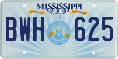 MS license plate BWH625