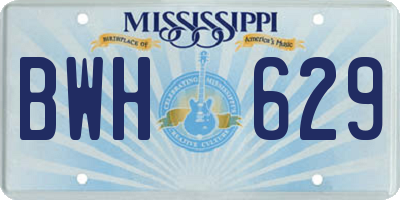 MS license plate BWH629
