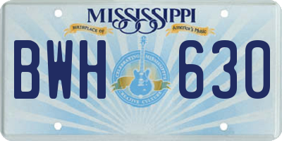 MS license plate BWH630
