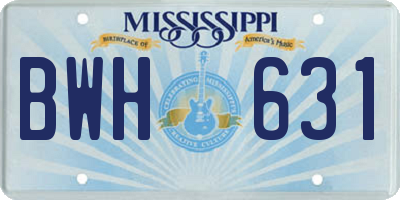 MS license plate BWH631