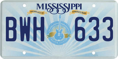 MS license plate BWH633