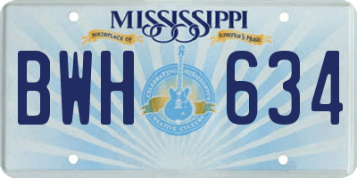 MS license plate BWH634
