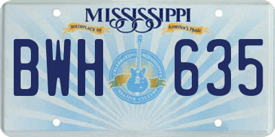 MS license plate BWH635
