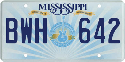 MS license plate BWH642
