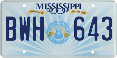 MS license plate BWH643