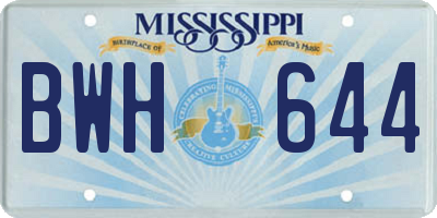 MS license plate BWH644