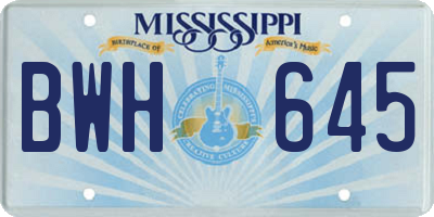 MS license plate BWH645
