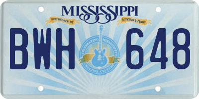 MS license plate BWH648
