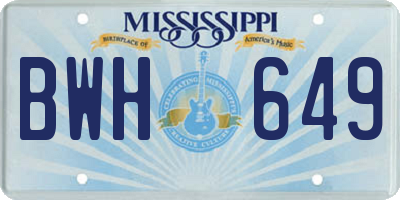 MS license plate BWH649