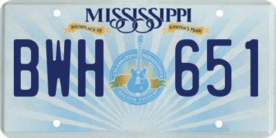 MS license plate BWH651