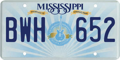 MS license plate BWH652