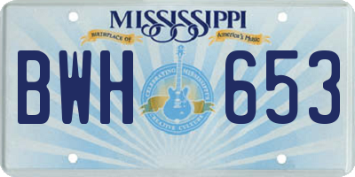 MS license plate BWH653