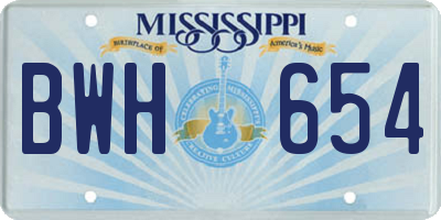 MS license plate BWH654