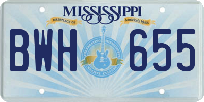 MS license plate BWH655