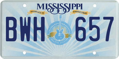 MS license plate BWH657
