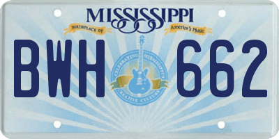 MS license plate BWH662